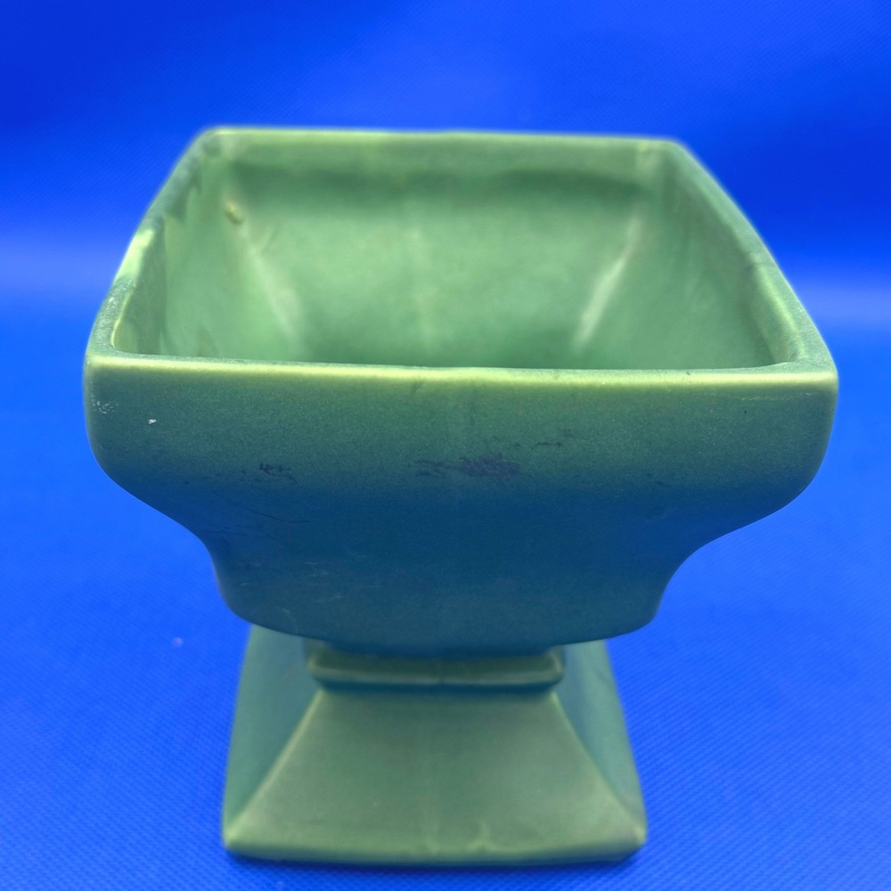 McCoy Pottery 325 Square Pedestal Planter Matte Green Mid Century Modern Vintage